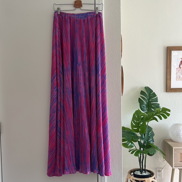 Matching Set! Cotton Candy Hot Pink Purple Long Sleeve Wrap Top Maxi Skirt Vacay - Picture 6 of 14